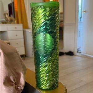Starbucks Green and Yellow Textured Tumbler